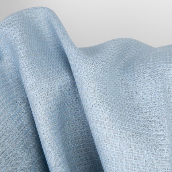 Tessuto di lino grigio chiaro blu waffle - immagine 3