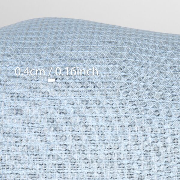 Tessuto di lino grigio chiaro blu waffle - immagine 4