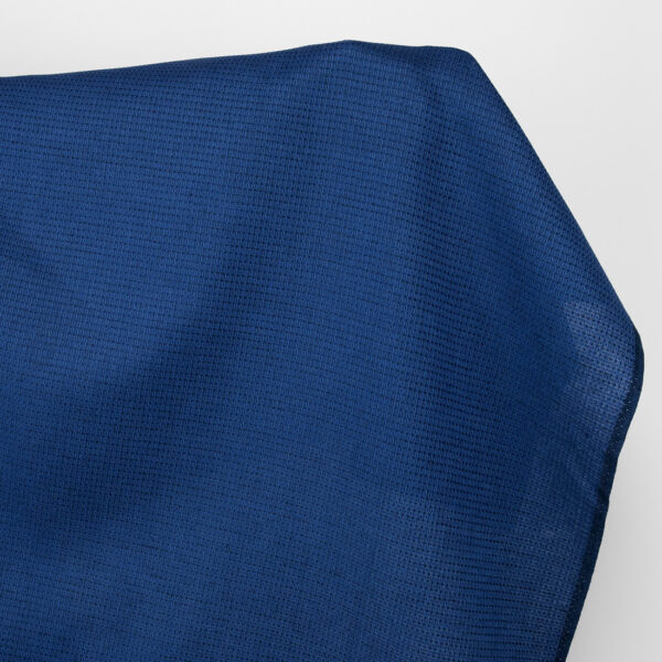 Tessuto di lino cotone lana blu scuro e nero waffle