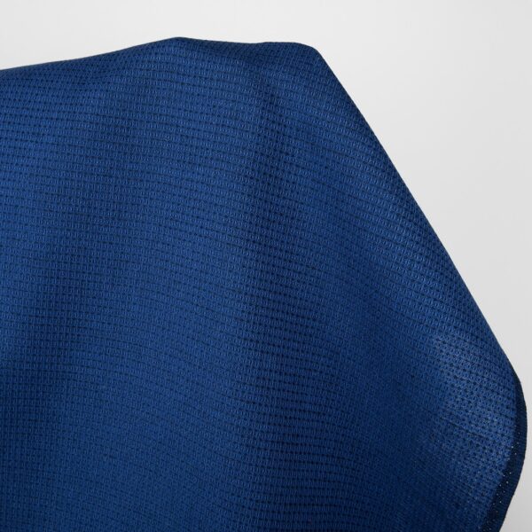 Tessuto di lino cotone lana blu scuro e nero waffle - immagine 2