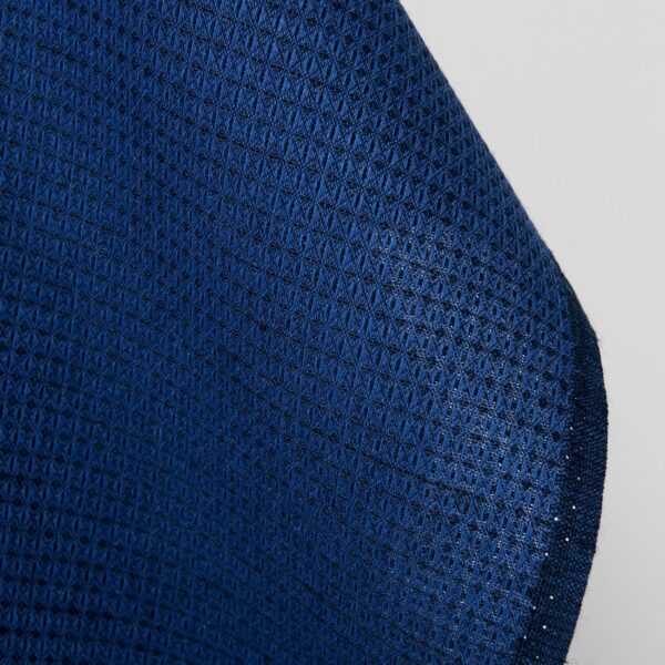 Tessuto di lino cotone lana blu scuro e nero waffle - immagine 5