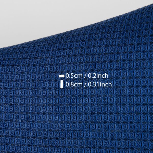 Tessuto di lino cotone lana blu scuro e nero waffle - immagine 4
