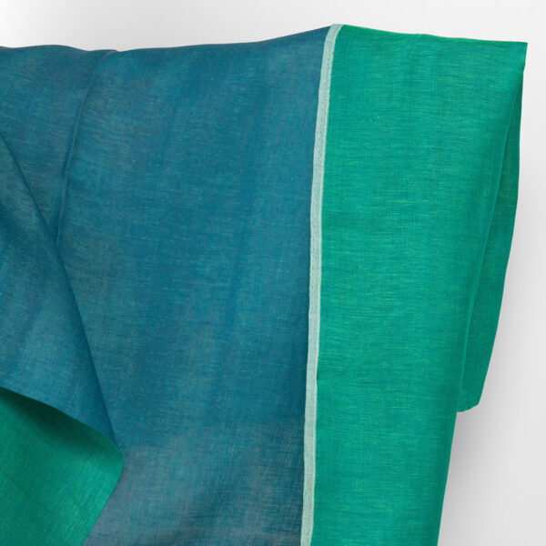 Tessuto di lino double-face blu e verde freddo