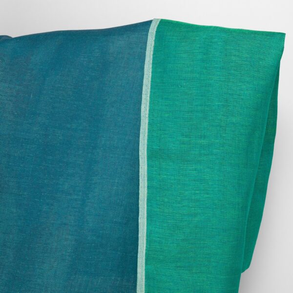 Tessuto di lino double-face blu e verde freddo - immagine 2