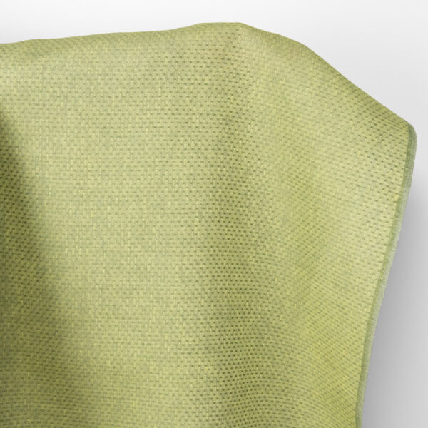 Tessuto di lino giallo chiaro e verde a pois