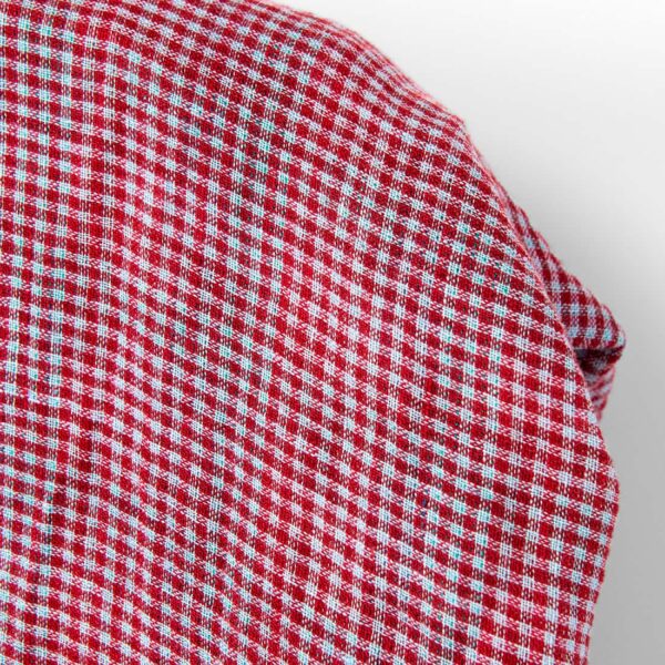 Tessuto di lino a quadretti double face rosso verde blu, lavato - immagine 3