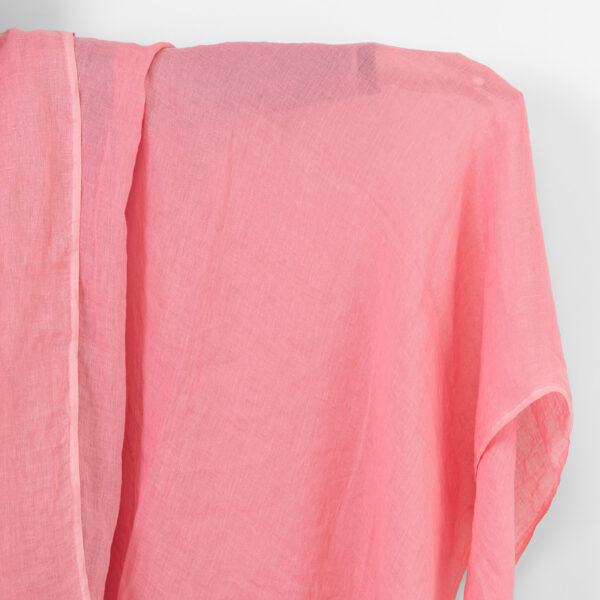 Tessuto di lino velato rosa brillante, lavato