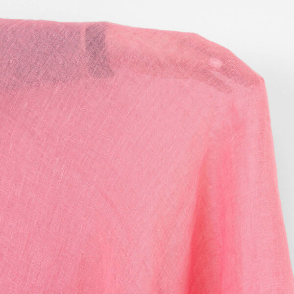 Tessuto di lino velato rosa brillante, lavato - immagine 2
