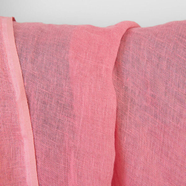 Tessuto di lino velato rosa brillante, lavato - immagine 4