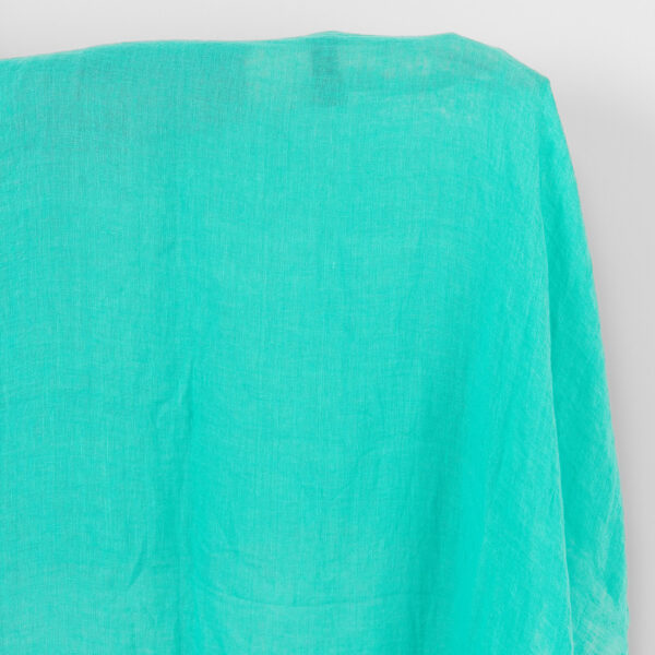 Tessuto di lino velato verde turchese brillante, lavato
