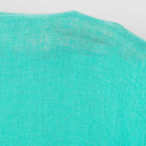 Tessuto di lino velato verde turchese brillante, lavato - immagine 4
