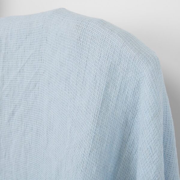 Tessuto di lino grigio chiaro blu waffle, lavato - immagine 3