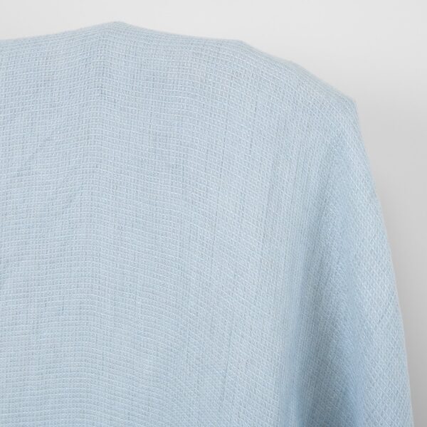 Tessuto di lino grigio chiaro blu waffle, lavato - immagine 4