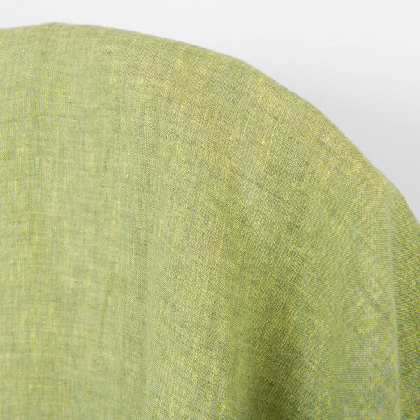 Tessuto di lino giallo chiaro e verde melange, lavato - immagine 3