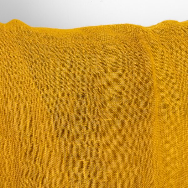Sheer linen fabric golden ochre, washed, transparent