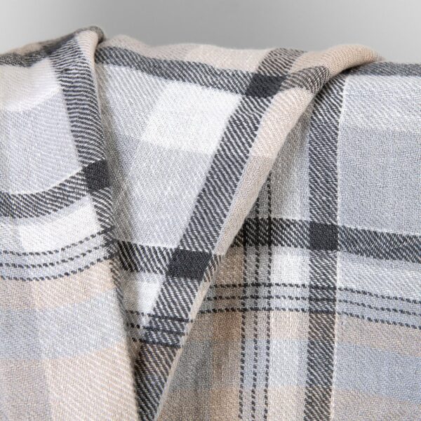 Heavy linen fabric checked light and dark grey ,washed, pure linen