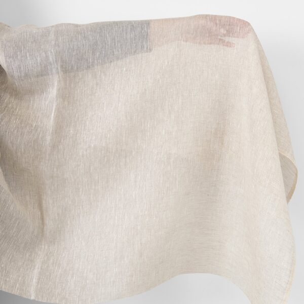 Linen fabric sheer white with undyed linen