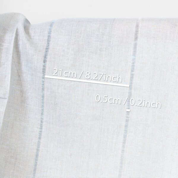 Linen fabric blue and natural with stripes, with measurements