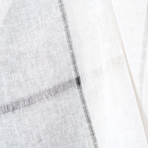 Linen fabric optical white with large checks, openweave