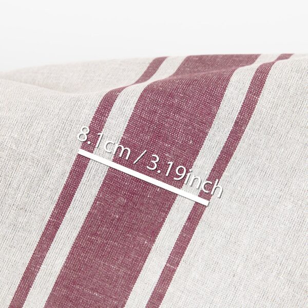 Linen cotton fabric beige with brown stripes, with measurements