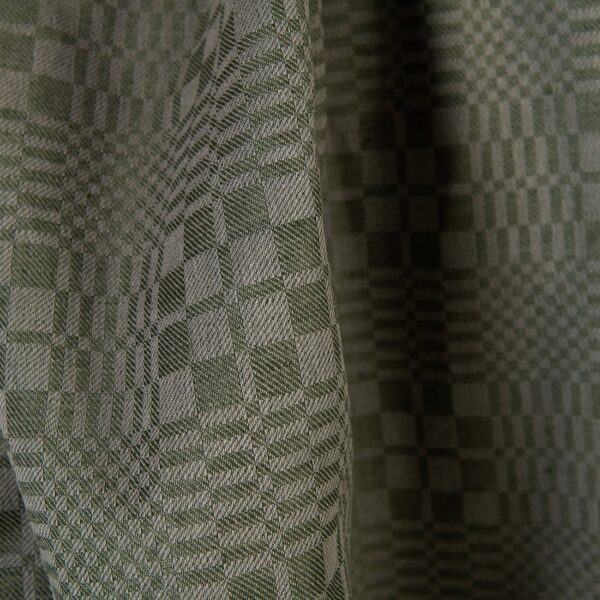 Tessuto in lino e cotone a quadretti twill verdi e beige - immagine 4