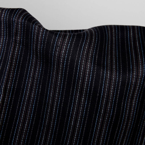 Black striped linen fabric, with multicolour stripes