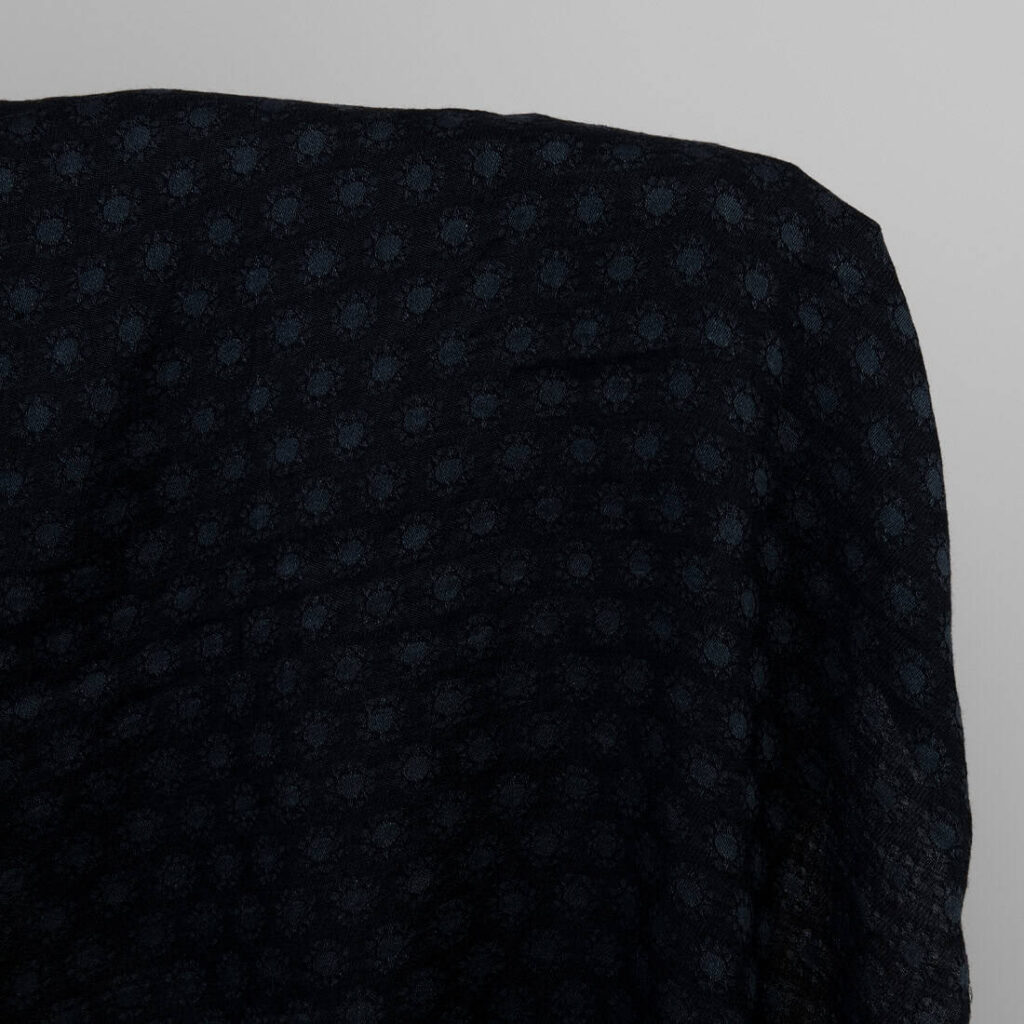 Black linen wool fabric
