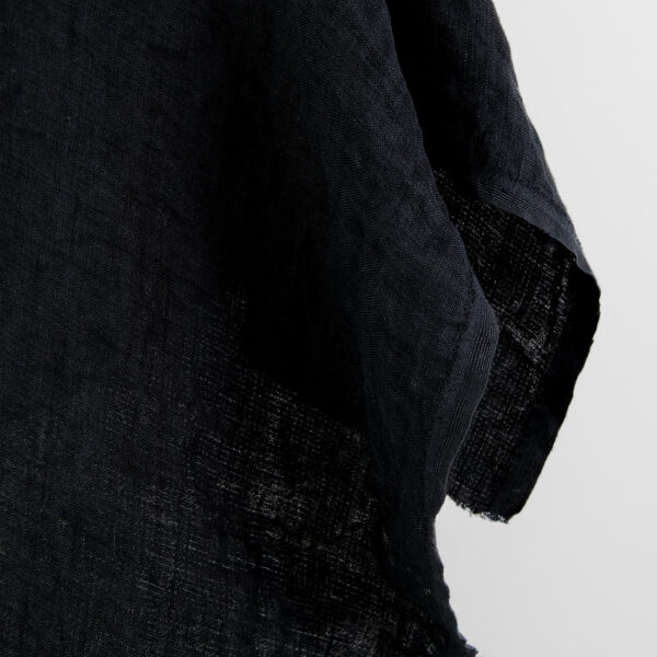 Linen fabric black double-layer, washed, medium weight