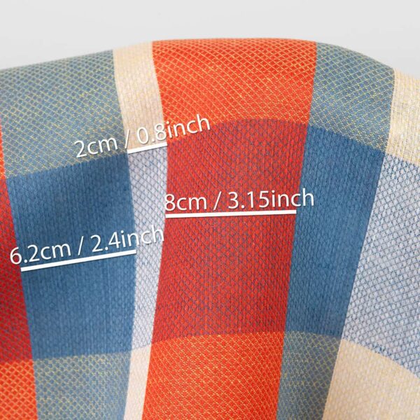 Linen cotton fabric blue red yellow checks, with measurements