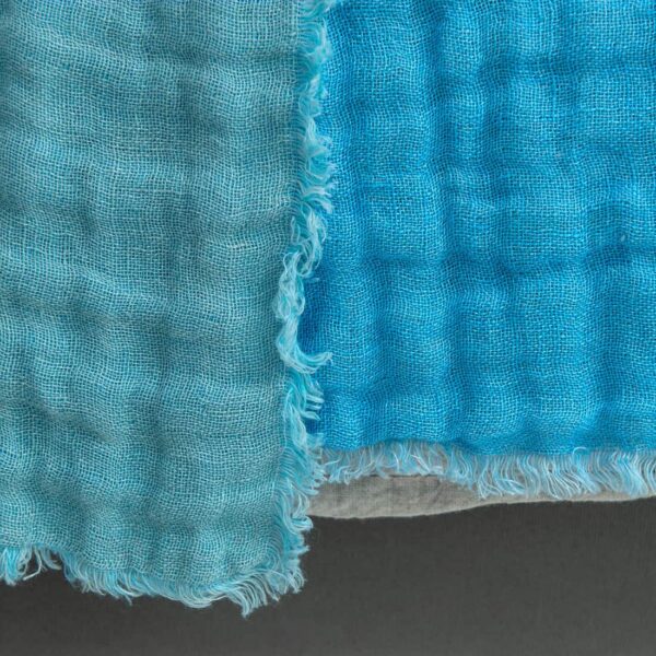 Blue green linen bedspread, washed fabric