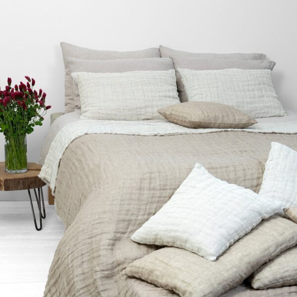 Linen cushion cover grey-brown
