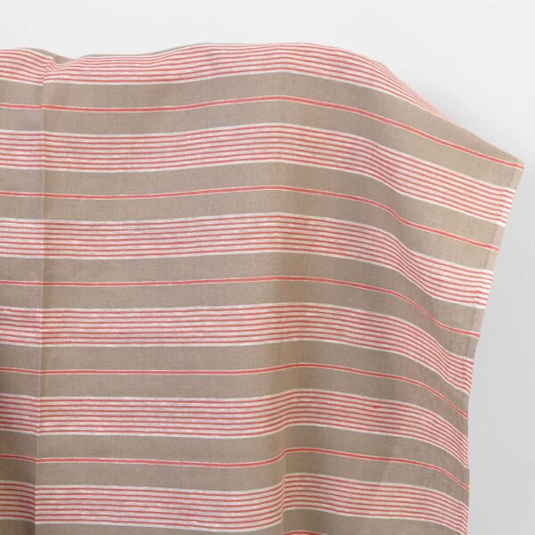 Linen fabric brown with red stripes