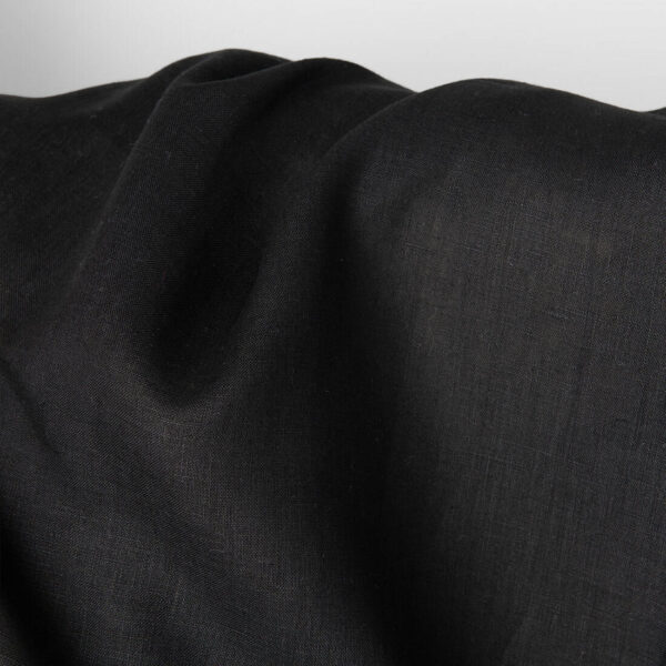 Linen fabric plain black, 150cm width