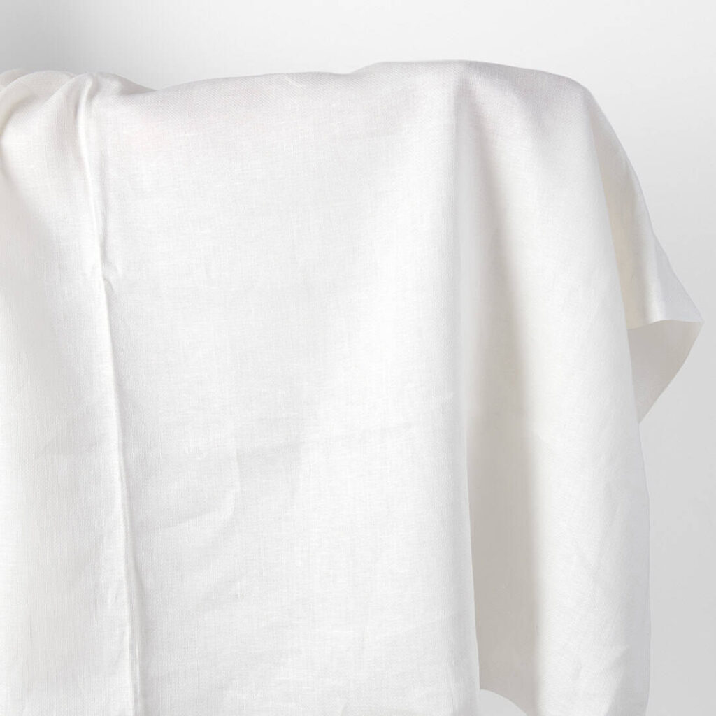 Linen fabric off-white small diamonds