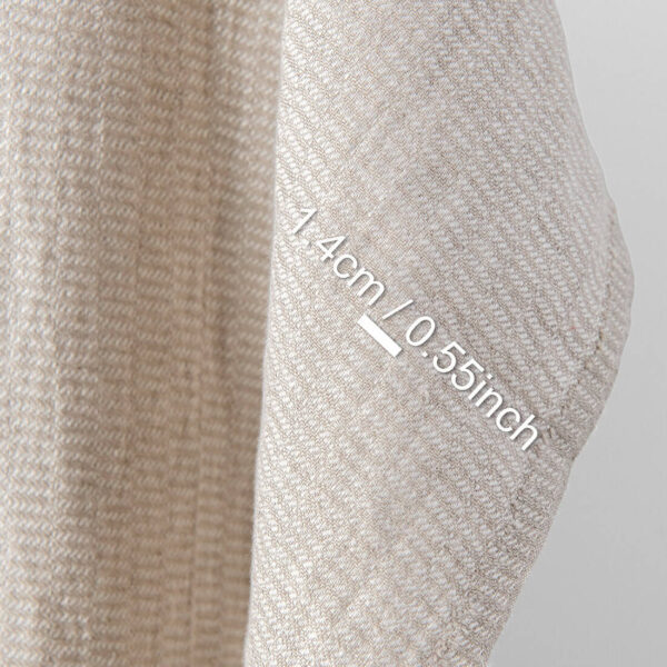 Linen fabric natural and white twill checks, washed, with measurements