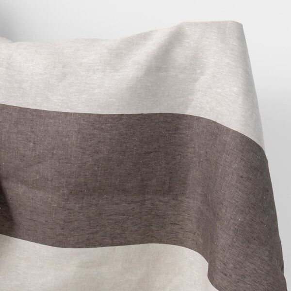 Tessuto di lino beige con ampie strisce marroni satin