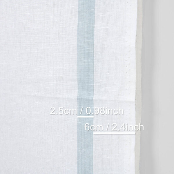 Narrow linen cotton fabric white with blue stripes, 50cm width