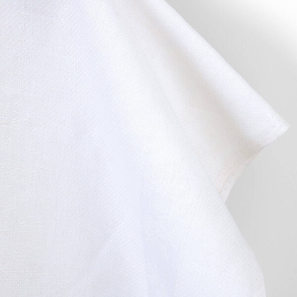 Linen cotton fabric white diamonds with floral stripe