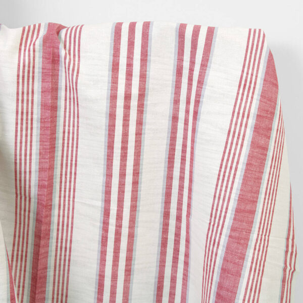 Linen cotton fabric off-white with red stripes