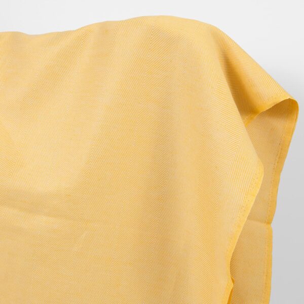 Linen cotton fabric yellow and white herringbone, 160cm width