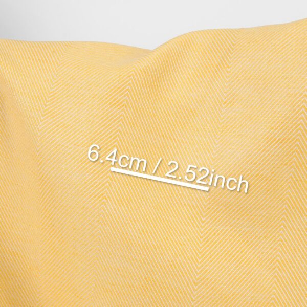 Linen cotton fabric yellow and white herringbone, with measurements