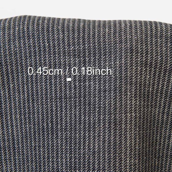 Linen cotton fabric natural and black twill stripes, with measurements