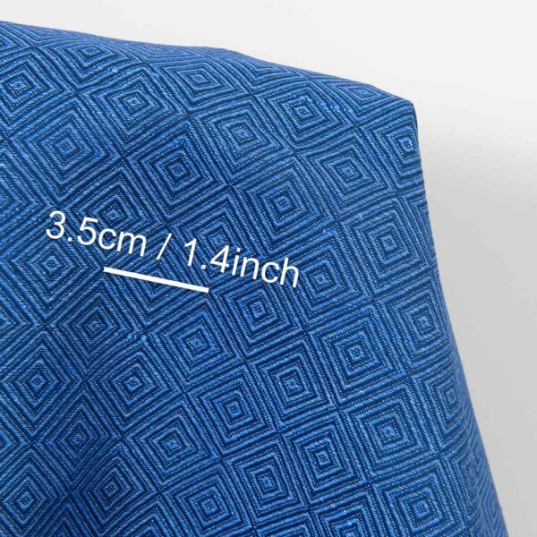 Linen cotton fabric blue diamond pattern, with measurements