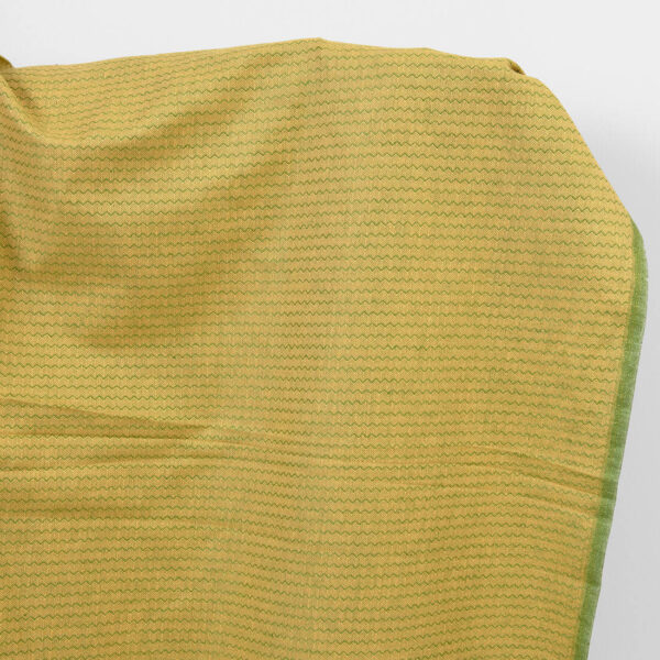 Linen cotton fabric yellow green herringbone