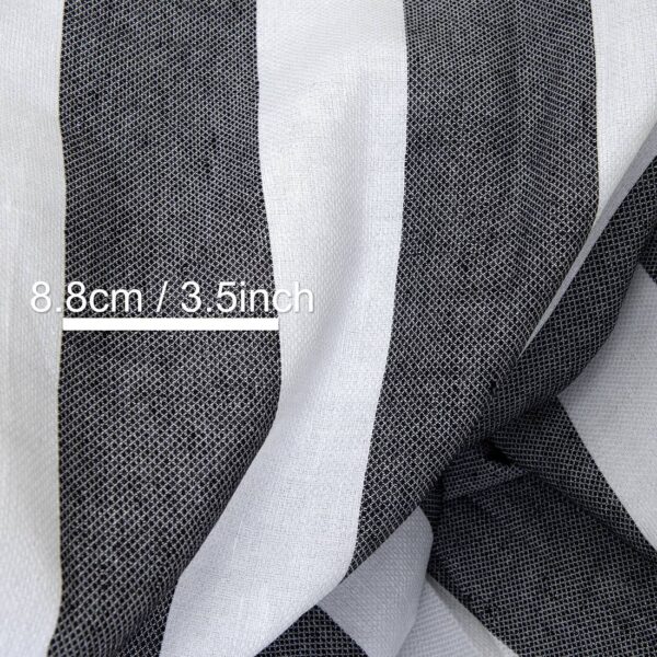 Linen cotton fabric black and white stripes, with measurements
