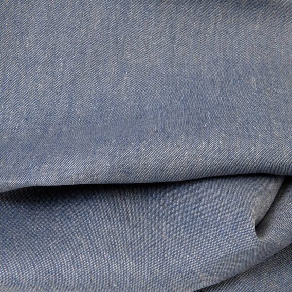 Heavy linen fabric blue and natural melange, plain weave