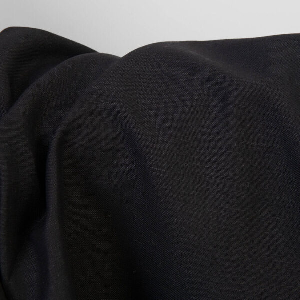 Linen cotton fabric in black, unwashed