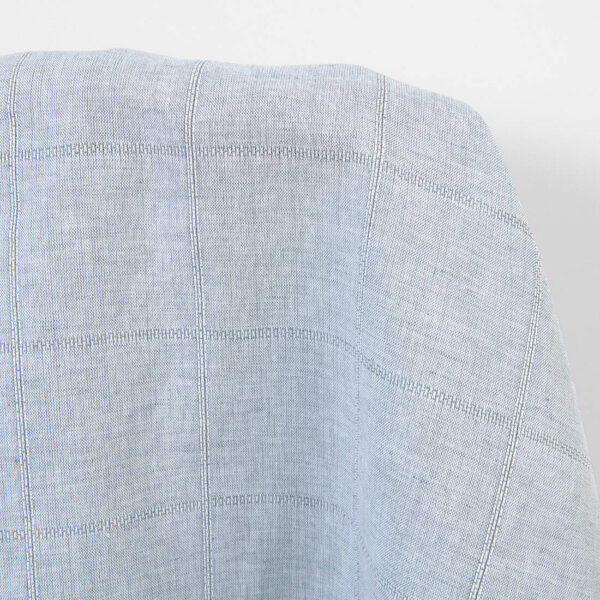 Tessuto in lino e cotone a quadretti bianco e grigio-blu - immagine 2