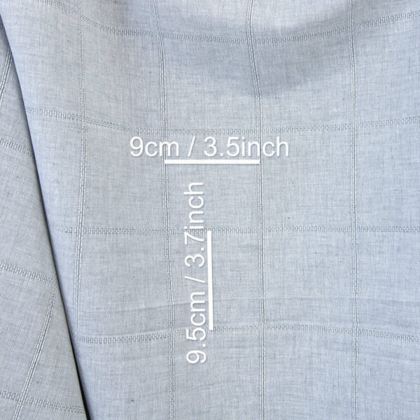 Tessuto in lino e cotone a quadretti bianco e grigio-blu - immagine 4