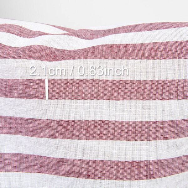 Linen cotton fabric red and white stripes, with measurements